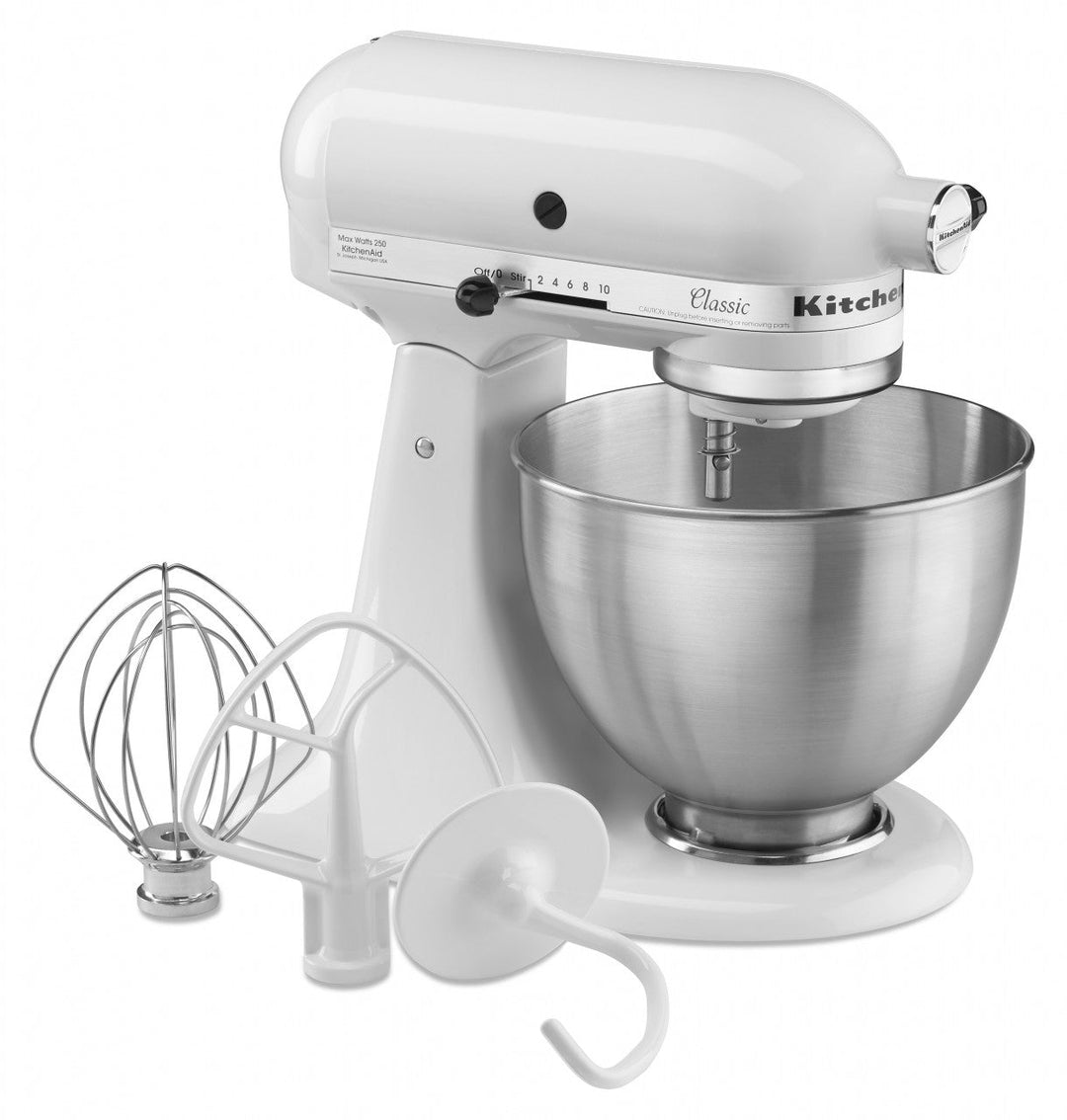 KitchenAid 4,3 L 5K45SS Classic Küchenmaschine Set 3 Gemüseschneider+Spritzschutz+Flexirührer