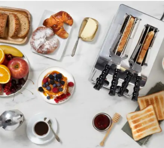 Milantoast 2-er Toaster mit Zangen mit Brötchenaufsatz