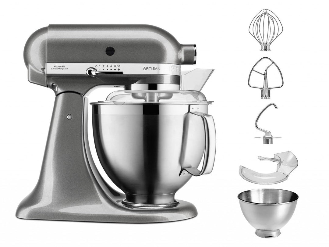 KitchenAid 4,8 L 5KSM185 Artisan Küchenmaschine Profiset Fleischwolf+Spritzgebäck+Gemüseschneider+Pürie