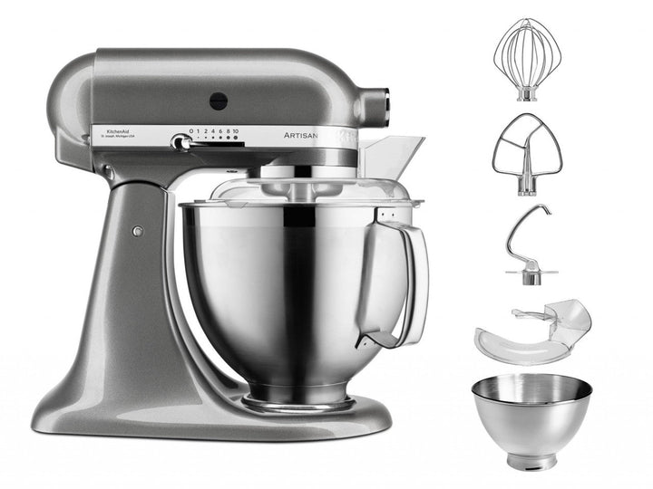 KitchenAid 4,8 L 5KSM185 Artisan Küchenmaschine Profiset Fleischwolf+Spritzgebäck+Gemüseschneider+Pürie